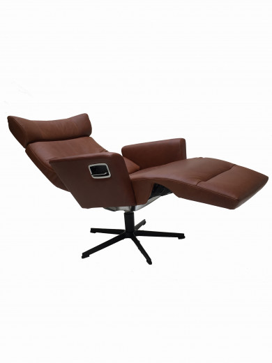 RELIEVE XL Sessel m. Fußstütze, WESTERN Cognac, X-Fuss Alu-schwarz +3,5cm