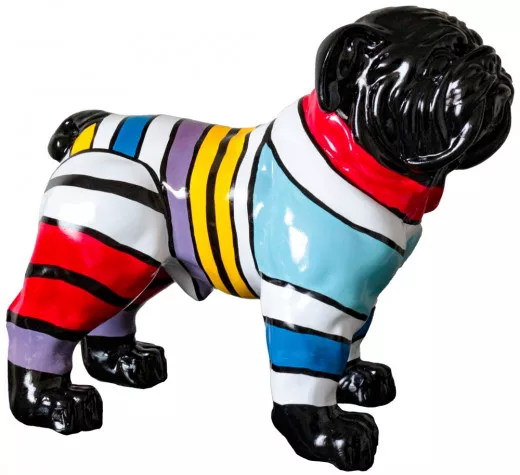 Bulldogge m. Pulli stehend, Skulptur 35x23x35 cm