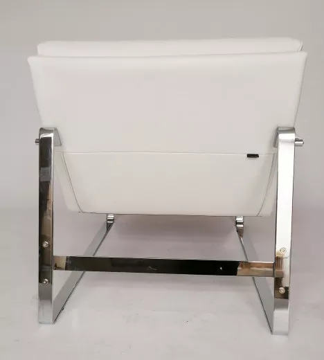 SHABBY Armlehnsessel chrom glanz / FANTASY Pure-White, Kontrastnaht