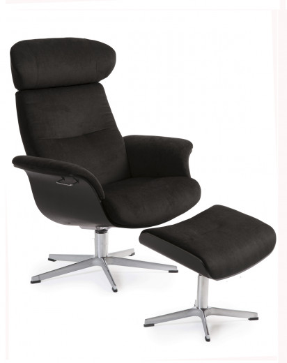 TIMEOUT Sessel + Hocker , EI-Schwarz / EVITA Black