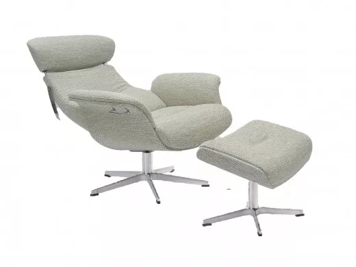 TIMEOUT XL Sessel+ Hocker, Vollpolster MELANGE SILVER