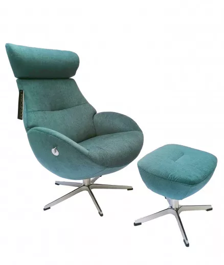 GLOBE Sessel + Hocker , EVITA Petrol