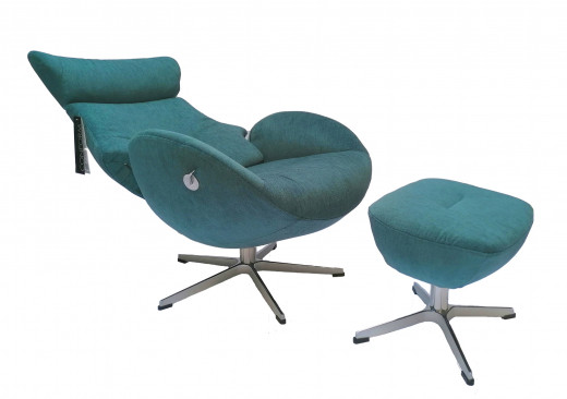 GLOBE Sessel + Hocker , EVITA Petrol