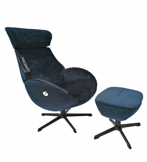 GLOBE Sessel + Hocker, EROS Midnight Blue