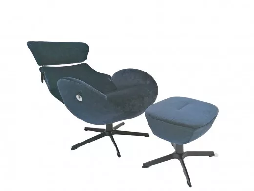 GLOBE Sessel + Hocker, EROS Midnight Blue