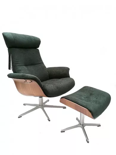 TIMEOUT Sessel+ Hocker , Walnuss / VELVETY Dark Teal