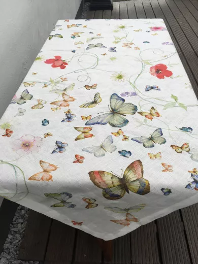 PAPILLON cream, MD 170x170cm, 100% Leinen