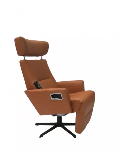 RELIEVE Sessel m. Fußstütze, Leder JESOLO Cognac