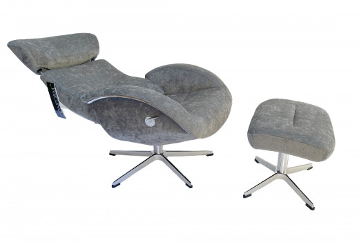 FLOW Sessel + Hocker, Stoff Azure Dark Grey