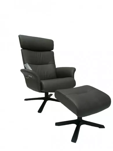 MASTER CLASSIC Sessel +Hocker, Leder BOLZANO Grey