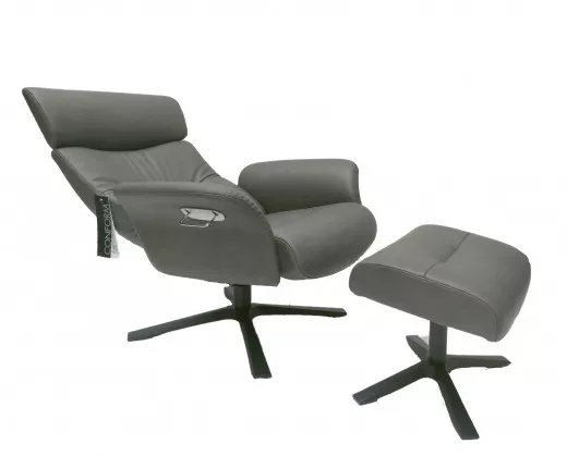MASTER CLASSIC Sessel +Hocker, Leder BOLZANO Grey