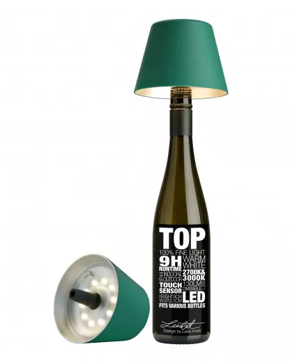 TOP Flaschenleuchte grün, 1,5W LED, akkubetrieben, dimmbar