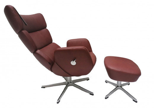 TURTLE, Relaxsessel mit Hocker, Leder BOLZANO Bordeaux