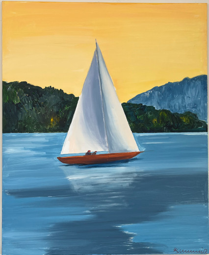 Sonnenaufgang am See, Gemälde Acryl auf Leinwand, 100 x 120cm