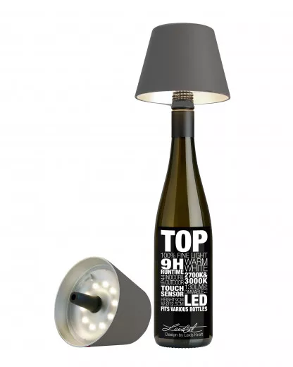 TOP Flaschenleuchte anthrazit, 1,5W LED, akkubetrieben, dimmbar