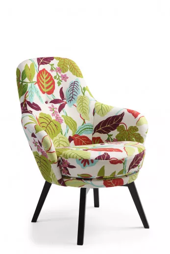 GAGA, Retro-Sessel, drehbar, Bezug PARADIS Petal 4828-62, Fuss Eiche schwarz