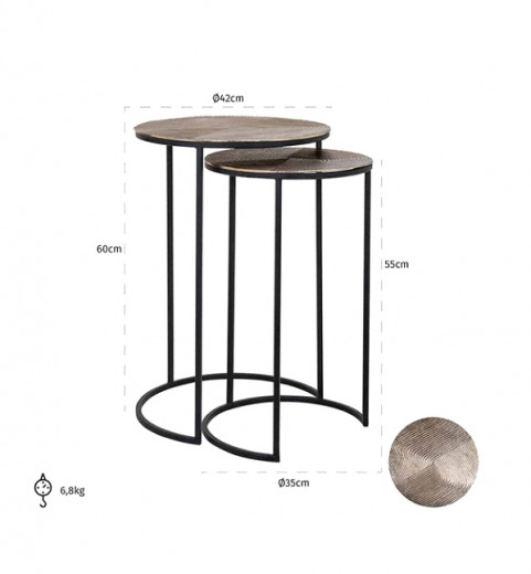 LOHAN, Beistelltisch 2er Set Champ.-Gold