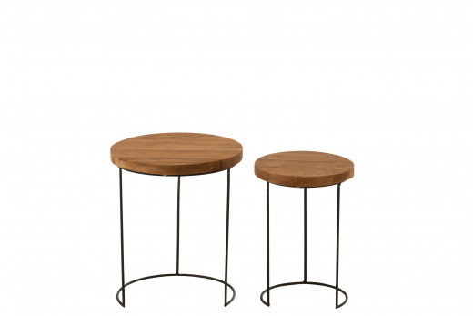 RANGUN, Beistelltisch Set 2er, Teak Natur