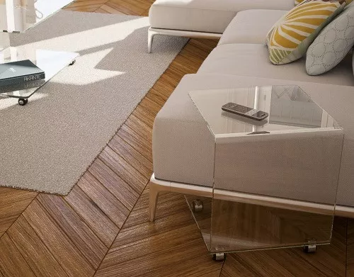 EMMA Beistelltisch 42x42x49cm, Ultraklargl. gebog.