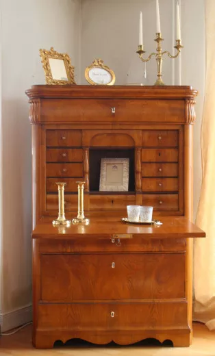 Biedermeier - Schreibschrank Ulme um 1840/50