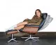 TIMEOUT Sessel u. Hocker, Leder FANTASY Black, X-Fuss-Alu