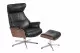AIR XL Relaxsessel, Walnuss / Leder ZERO 2534-89 Black , X-Fuss Alu +3,5cm