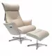BEYOUNG XL Sessel + Hocker NAPPA 2548-78 Cement, X-Fuss Alu