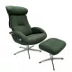 FLOW XL Sessel + Hocker, Velvety Dark Green, Rücken +5cm, X-Fuss Alu +3,5cm