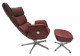 TURTLE, Relaxsessel mit Hocker, Leder BOLZANO Bordeaux