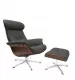 TIMEOUT XL Sessel + Hocker WALNUSS, Bezug SHEFORD dark-grey