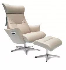 BEYOUNG XL Sessel + Hocker NAPPA 2548-78 Cement, X-Fuss Alu