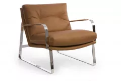 SHABBY Armlehnsessel chrom, JESOLO Cognac, Kontrastnaht