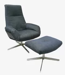 DARON Sessel +Hocker, PROVENCE Nero / ENZA