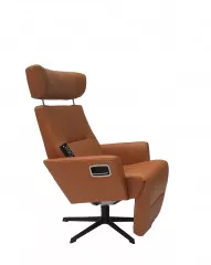RELIEVE Sessel m. Fußstütze, Leder JESOLO Cognac