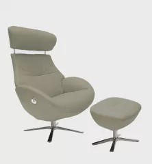 GLOBE Sessel+ Hocker, Leder FANTASY Cement