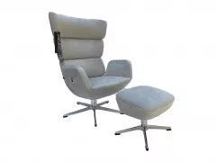 TURTLE, Relax-Sessel mit Hocker VELVETY stone