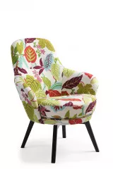 GAGA, Retro-Sessel, drehbar, Bezug PARADIS Petal 4828-62, Fuss Eiche schwarz