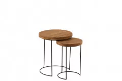 RANGUN, Beistelltisch Set 2er, Teak Natur